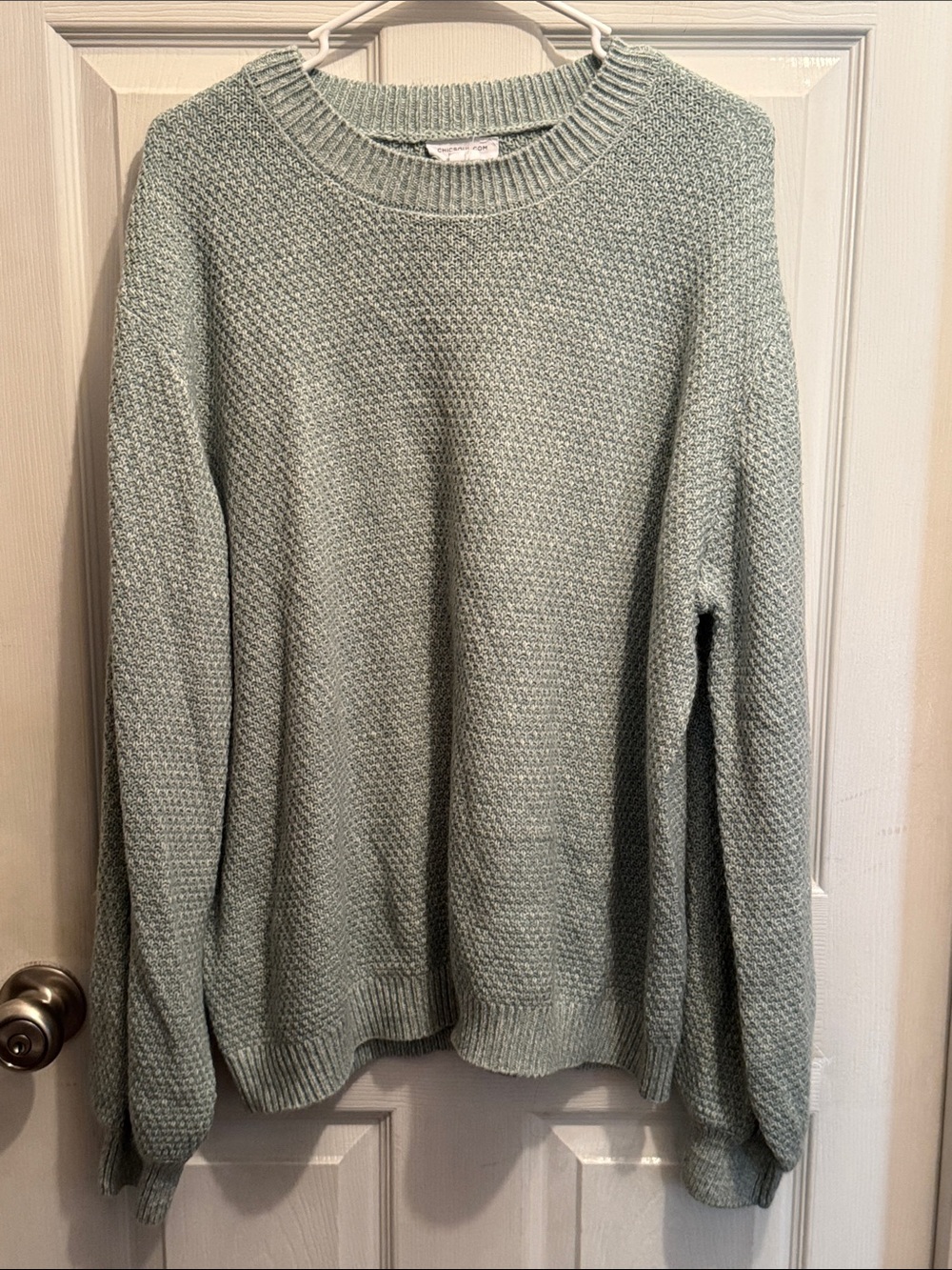 Chic Soul "No One Else" Mint Green Textured Knit Sweater - 2X Plus Size